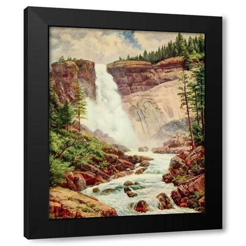 Nevada Fall-Yosemite from On Sunset Highways 1921 Black Modern Wood Framed Art Print with Double Matting by Bagg, Henry