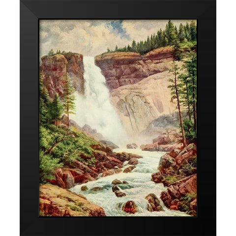 Nevada Fall-Yosemite from On Sunset Highways 1921 Black Modern Wood Framed Art Print by Bagg, Henry