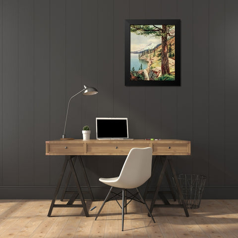 On the Shore of Lake Tahoe from On Sunset Highways 1921 Black Modern Wood Framed Art Print by Bagg, Henry