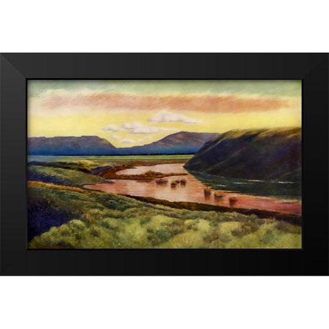 Eastwood from camp from Rod Gun and Perch 1914 Black Modern Wood Framed Art Print by Blomfield, James