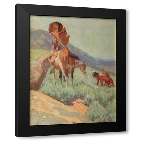 The Signal Fire from Scribners 35 1904 Black Modern Wood Framed Art Print with Double Matting by Dunton, William