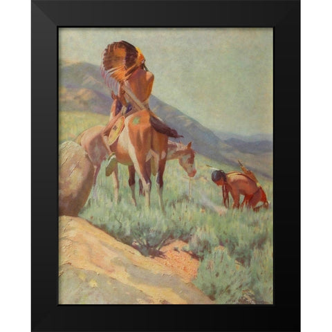 The Signal Fire from Scribners 35 1904 Black Modern Wood Framed Art Print by Dunton, William