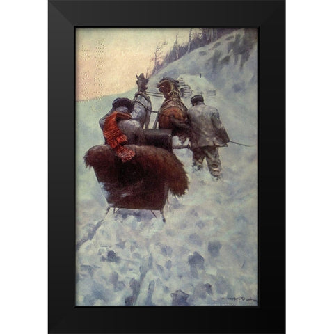 In the Snow from Winston of the Prairie 1908 Black Modern Wood Framed Art Print by Dunton, William