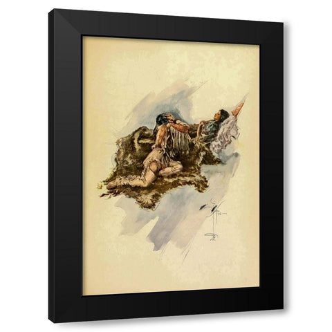 Indian Woman from The Song of Hiawatha 1906 Black Modern Wood Framed Art Print by Fisher, Harrison
