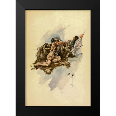 Indian Woman from The Song of Hiawatha 1906 Black Modern Wood Framed Art Print by Fisher, Harrison
