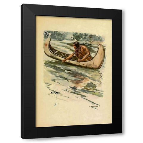 Indian canoe from The Song of Hiawatha 1906 Black Modern Wood Framed Art Print with Double Matting by Fisher, Harrison