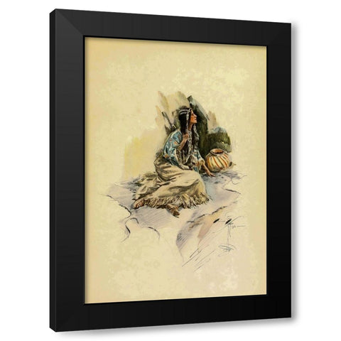 Indian Woman with pot from The Song of Hiawatha 1906 Black Modern Wood Framed Art Print with Double Matting by Fisher, Harrison