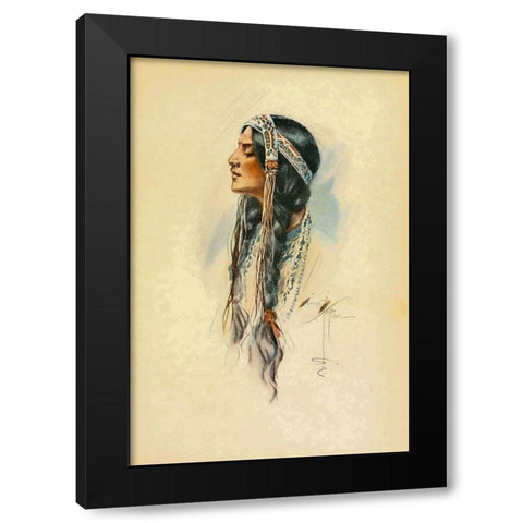 Indian Woman from The Song of Hiawatha 1906 Black Modern Wood Framed Art Print with Double Matting by Fisher, Harrison