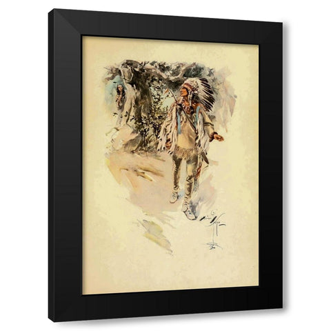 Indian from The Song of Hiawatha 1906 Black Modern Wood Framed Art Print by Fisher, Harrison