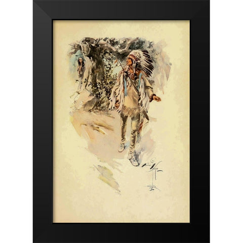 Indian from The Song of Hiawatha 1906 Black Modern Wood Framed Art Print by Fisher, Harrison