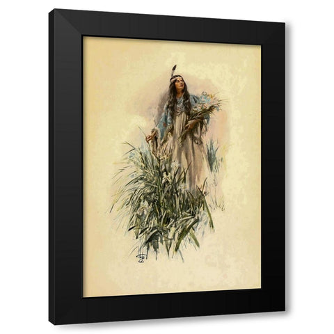 The Lonely Maiden from The Song of Hiawatha 1906 Black Modern Wood Framed Art Print by Fisher, Harrison