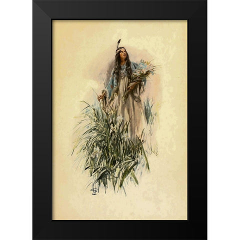 The Lonely Maiden from The Song of Hiawatha 1906 Black Modern Wood Framed Art Print by Fisher, Harrison