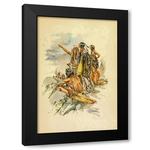 To the Mountains from The Song of Hiawatha 1906 Black Modern Wood Framed Art Print with Double Matting by Fisher, Harrison