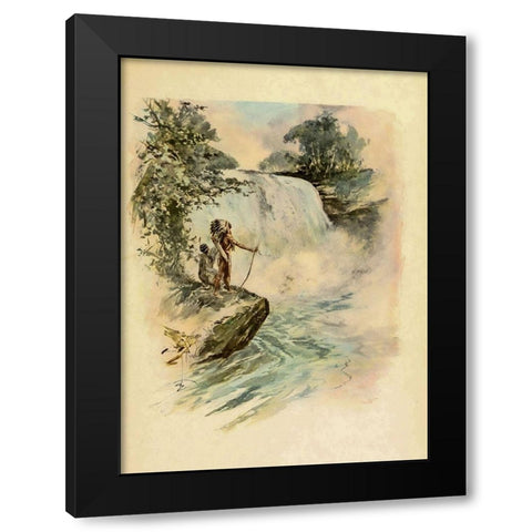 Waterfall from The Song of Hiawatha 1906 Black Modern Wood Framed Art Print with Double Matting by Fisher, Harrison