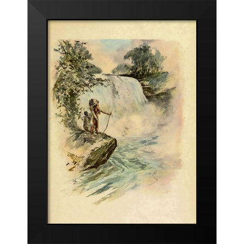 Waterfall from The Song of Hiawatha 1906 Black Modern Wood Framed Art Print by Fisher, Harrison