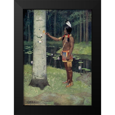 Each figure had a meaning from Story of Hiawatha 1910 Black Modern Wood Framed Art Print by Kirk, Maria
