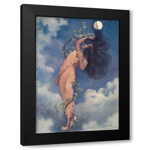 From the full moon fell Nokomis from Story of Hiawatha 1910 Black Modern Wood Framed Art Print with Double Matting by Kirk, Maria