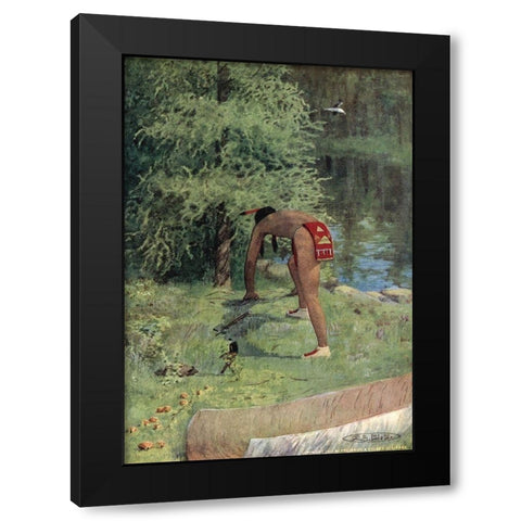 Give me of your roots from Story of Hiawatha 1910 Black Modern Wood Framed Art Print with Double Matting by Kirk, Maria