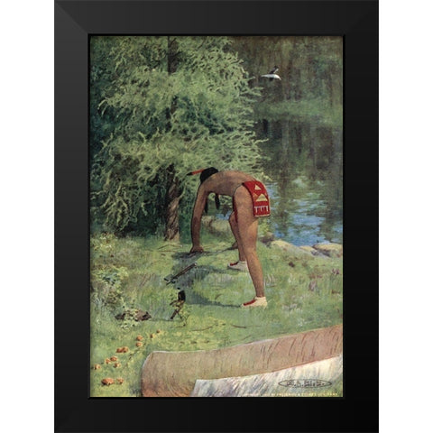 Give me of your roots from Story of Hiawatha 1910 Black Modern Wood Framed Art Print by Kirk, Maria