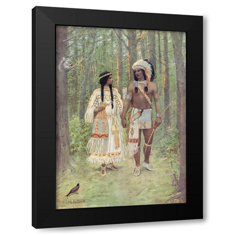 Pleasant was the journey homeward from Story of Hiawatha 1910 Black Modern Wood Framed Art Print with Double Matting by Kirk, Maria
