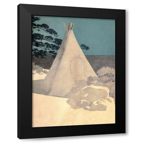 Tee-pee from Story of Hiawatha 1910 Black Modern Wood Framed Art Print with Double Matting by Kirk, Maria