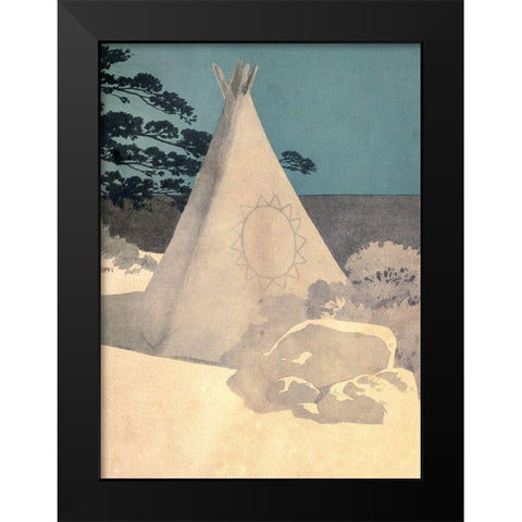 Tee-pee from Story of Hiawatha 1910 Black Modern Wood Framed Art Print by Kirk, Maria