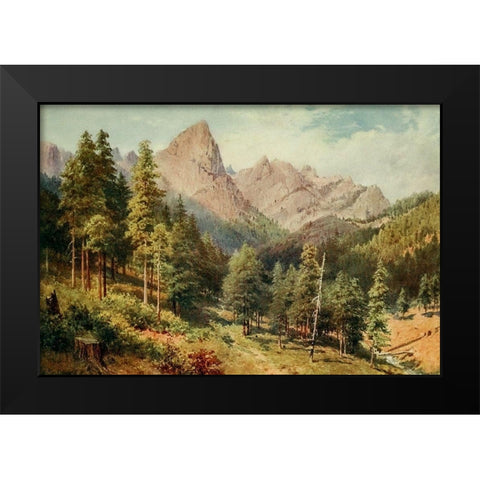 Castle Crag-Rattlesnake Canyon-California 1914 Black Modern Wood Framed Art Print by Palmer, Sutton