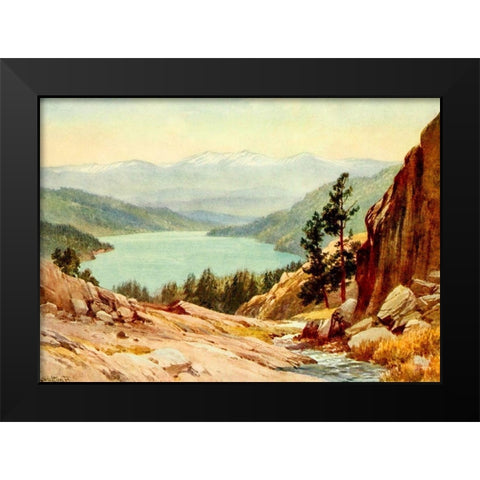 Donner Lake-California 1914 Black Modern Wood Framed Art Print by Palmer, Sutton