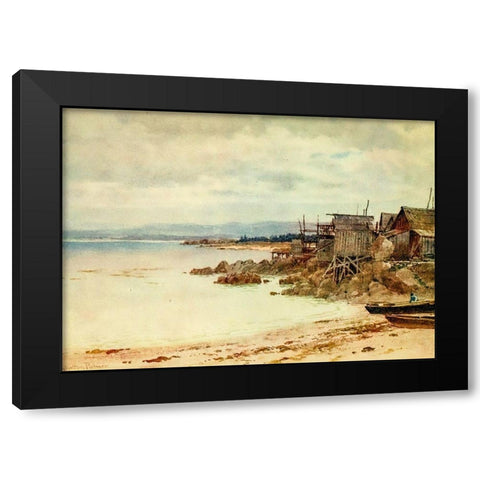 Pescadera-Chinese fishing village in Monterey Bay-California 1914 Black Modern Wood Framed Art Print with Double Matting by Palmer, Sutton