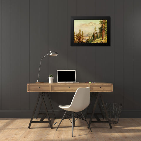 Shasta-California 1914 Black Modern Wood Framed Art Print by Palmer, Sutton