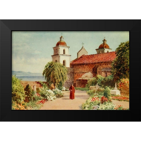 The Cemetery-Santa Barbara Mission-California 1914 Black Modern Wood Framed Art Print by Palmer, Sutton