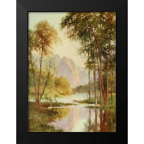 The Three Brothers-Yosemite Valley-California 1914 Black Modern Wood Framed Art Print by Palmer, Sutton