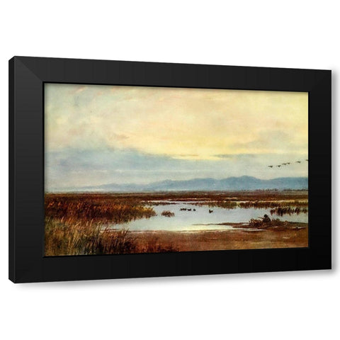 Waiting for duck-Los Banos-California 1914 Black Modern Wood Framed Art Print by Palmer, Sutton