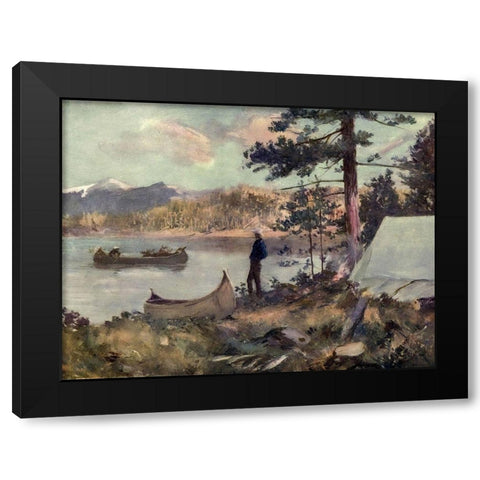 A Sportmans Camp Black Modern Wood Framed Art Print with Double Matting by Canadian Pacific Railway