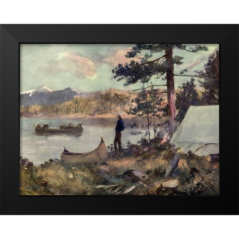 A Sportmans Camp Black Modern Wood Framed Art Print by Canadian Pacific Railway