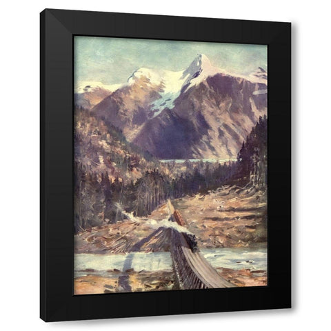 The Selkirks Black Modern Wood Framed Art Print with Double Matting by Canadian Pacific Railway