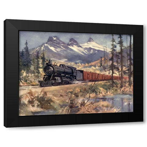 Three Sisters-Rockies Black Modern Wood Framed Art Print by Canadian Pacific Railway