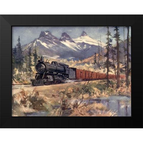 Three Sisters-Rockies Black Modern Wood Framed Art Print by Canadian Pacific Railway