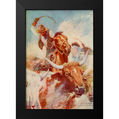 Cutting out Black Modern Wood Framed Art Print by Wyeth, Newell