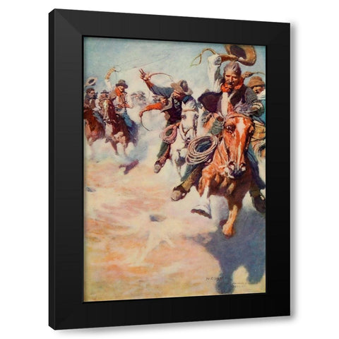 The wild race for dinner Black Modern Wood Framed Art Print with Double Matting by Wyeth, Newell