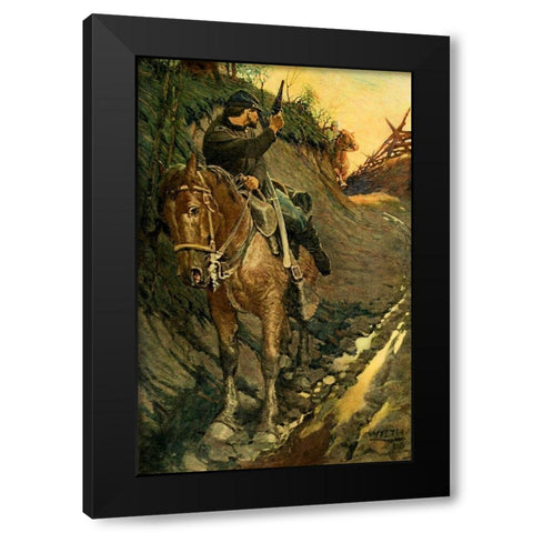 I got behind a turn and fired Black Modern Wood Framed Art Print by Wyeth, Newell