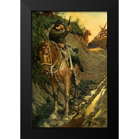 I got behind a turn and fired Black Modern Wood Framed Art Print by Wyeth, Newell