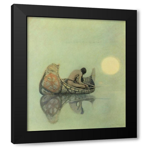 The Silent Fisherman Black Modern Wood Framed Art Print with Double Matting by Wyeth, Newell