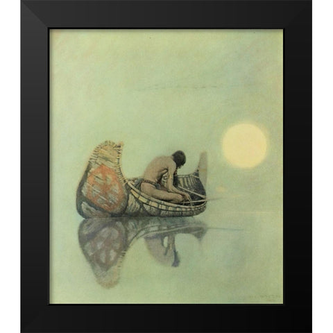 The Silent Fisherman Black Modern Wood Framed Art Print by Wyeth, Newell