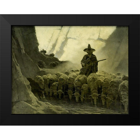 The Mexican Greaser Black Modern Wood Framed Art Print by Wyeth, Newell