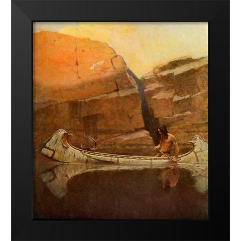 Moods-Autumn Black Modern Wood Framed Art Print by Wyeth, Newell