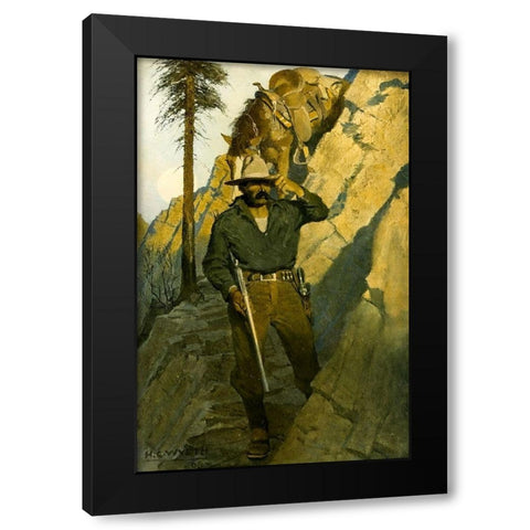 The Sheriff Black Modern Wood Framed Art Print by Wyeth, Newell