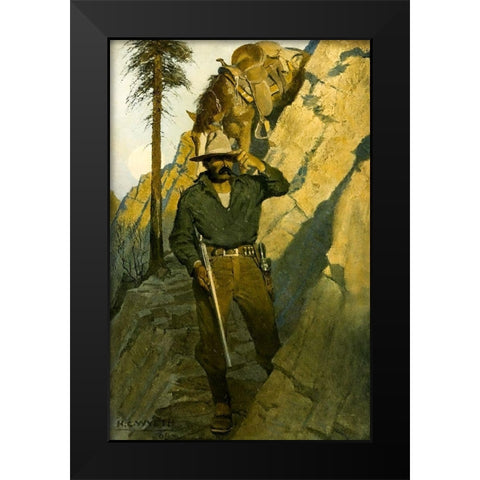 The Sheriff Black Modern Wood Framed Art Print by Wyeth, Newell