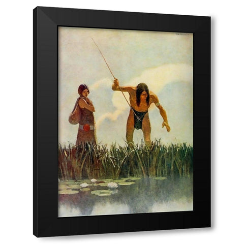 A primitive spearman Black Modern Wood Framed Art Print with Double Matting by Wyeth, Newell