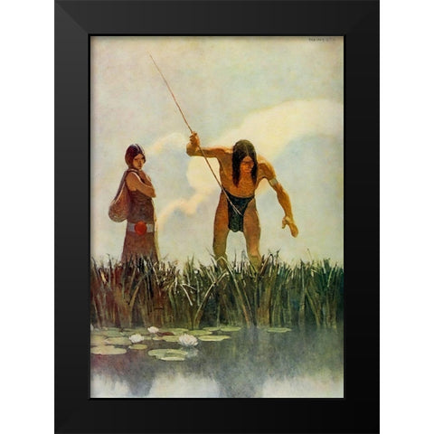 A primitive spearman Black Modern Wood Framed Art Print by Wyeth, Newell